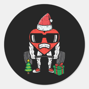 Christmas Workout Heart Lifting Xmas Gym Exercise  Classic Round Sticker