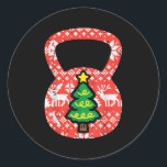 Christmas Workout Kettlebell Xmas Gym Exercise Wom Classic Round Sticker<br><div class="desc">Christmas Workout Kettlebell Xmas Gym Exercise Women Men Kid</div>