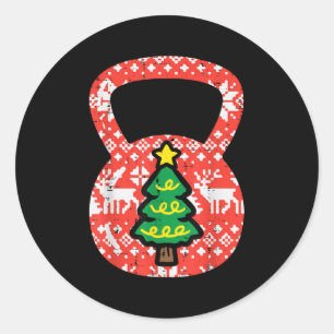 Christmas Workout Kettlebell Xmas Gym Exercise Wom Classic Round Sticker