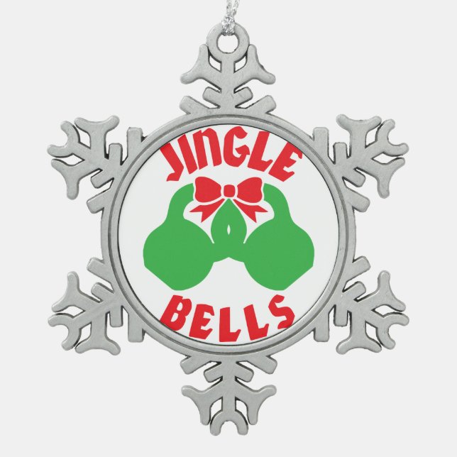 Christmas Workout Motivation Jingle "Kettle Bells" Snowflake Pewter Christmas Ornament (Front)