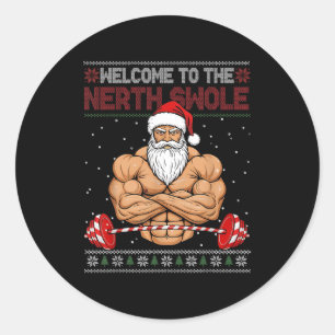 Christmas Workout Welcome To North Swole Xmas Gym Classic Round Sticker