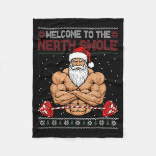 Christmas Workout Welcome To North Swole Xmas Gym Fleece Blanket