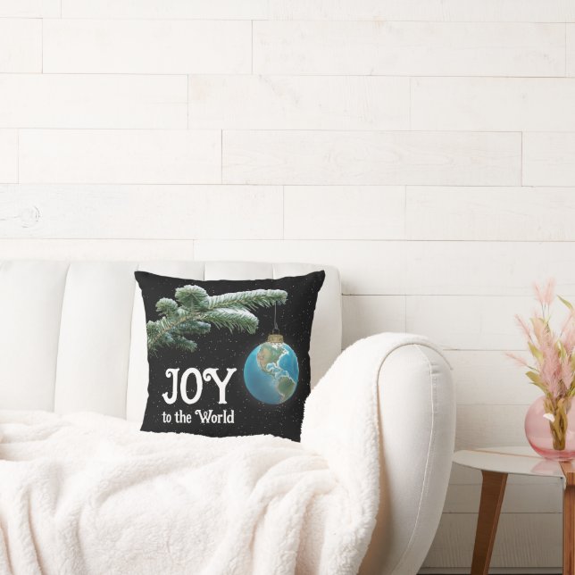 Christmas World Globe Ornament With Stars Throw Pillow (Couch)
