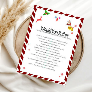 Christmas would you rather Game card