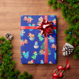 Christmas Wrapping Paper Dinosaur Kids Cute 
