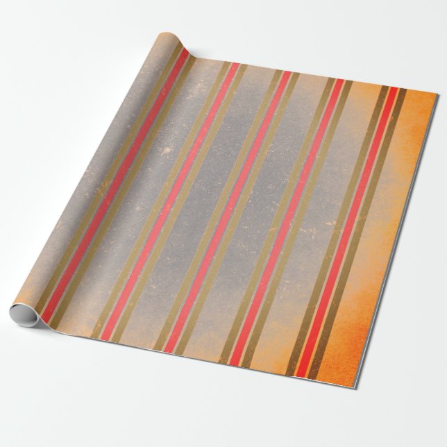 CHRISTMAS WRAPPING PAPER DISTRESSED STRIPES  (Unrolled)