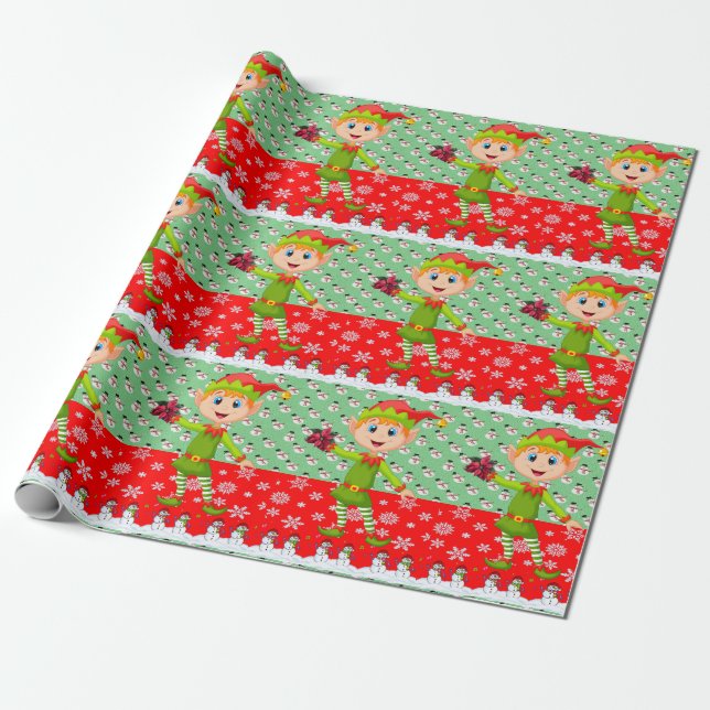 Christmas Wrapping Paper Elf (Unrolled)
