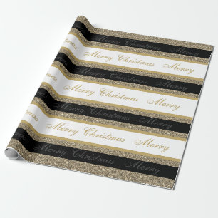 Christmas Wrapping Paper-Faux Glitter Striped Paper