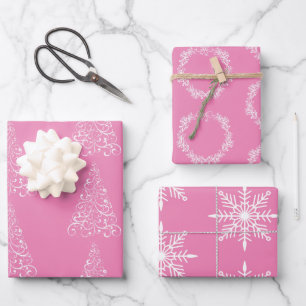Christmas Wrapping Paper Flat Sheet Set of 3