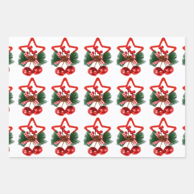 Christmas Wrapping Paper Flat Sheet Set of 3 (Front)