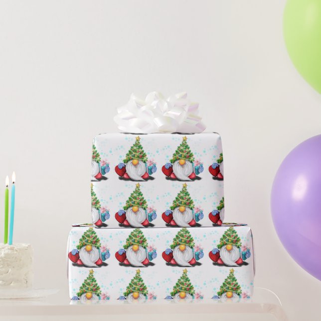 Christmas Wrapping Paper Gnomes with Gift For You (Party Gifts)