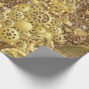 Christmas Wrapping Paper Gold Angel