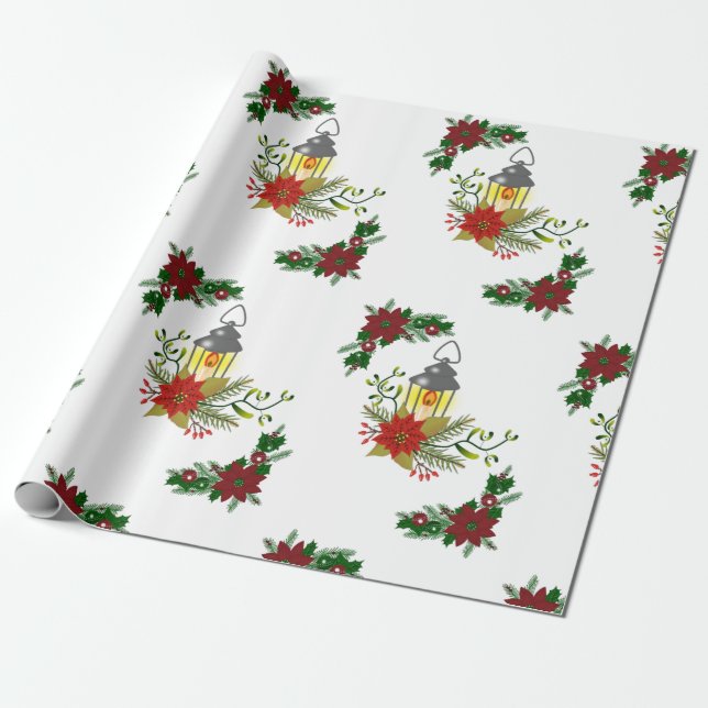 Christmas Wrapping Paper Gold Candles (Unrolled)