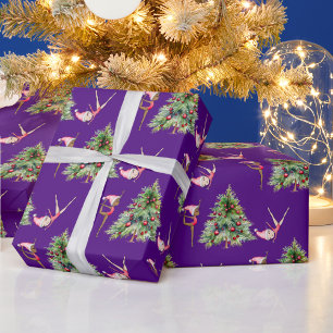 Christmas Wrapping Paper Gymnastics Purple Holiday