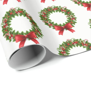 Christmas Wrapping Paper-Holiday Wreath Paper