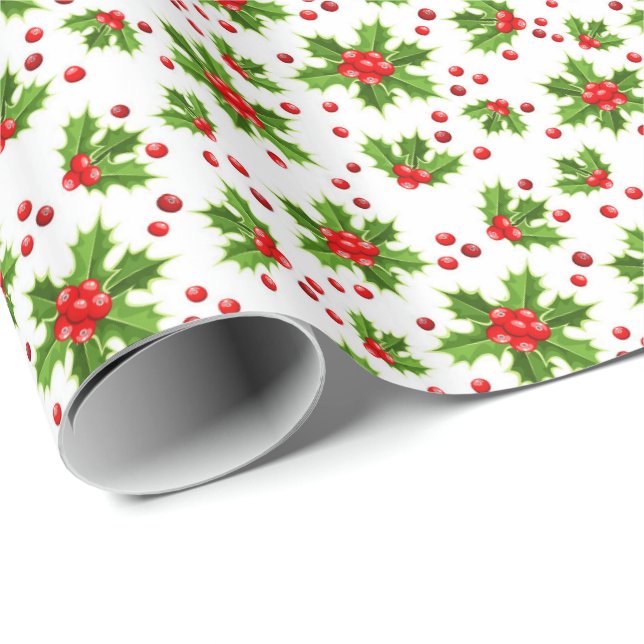 Christmas Wrapping Paper-Holly Paper (Roll Corner)