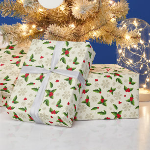 Christmas Wrapping Paper-Holly Wrapping Paper