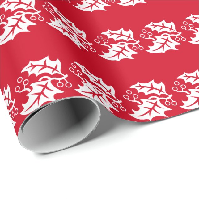 Christmas Wrapping Paper-Holly Wrapping Paper (Roll Corner)