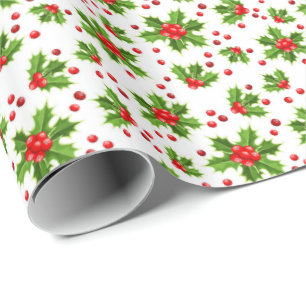 Christmas Wrapping Paper-Holly Wrapping Paper