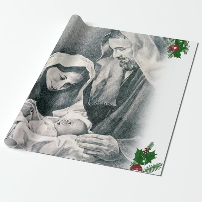 Christmas Wrapping Paper Jesus (Unrolled)