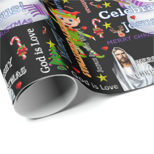 Christmas Wrapping Paper Jesus Santa