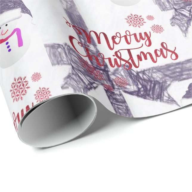 Christmas Wrapping Paper Merry Christmas Snowman (Roll Corner)