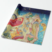CHRISTMAS WRAPPING PAPER NATIVITY SCENE 