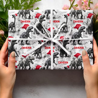 Christmas Wrapping Paper Personalized Dinosaur