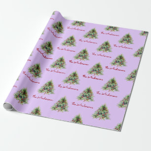 Christmas Wrapping Paper, Personalized Purple Xmas Wrapping Paper