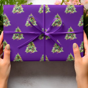 Christmas Wrapping Paper, Pine Purple Christmas Paper