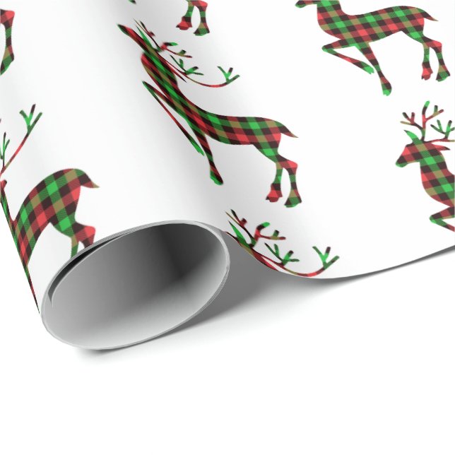 Christmas Wrapping Paper-Plaid Deer Paper (Roll Corner)