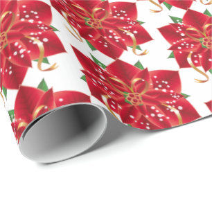 Christmas Wrapping Paper-Red Poinsettia Paper