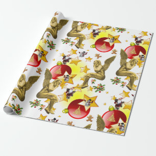 Christmas Wrapping Paper Santa Angels