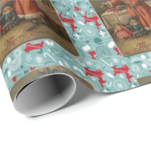 Christmas Wrapping Paper Santa, Vintage