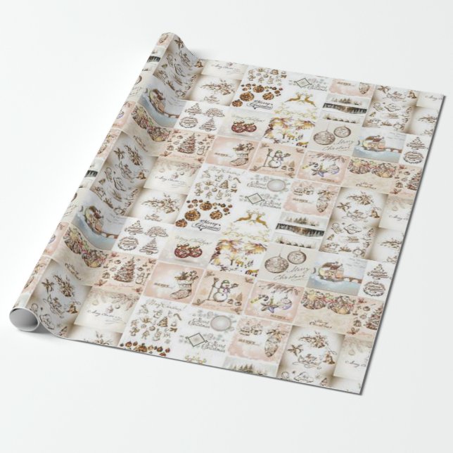 Christmas Wrapping Paper Snowman (Unrolled)