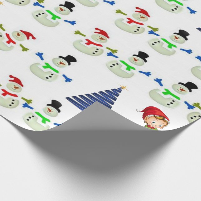 Christmas Wrapping Paper Snowman Elf (Corner)
