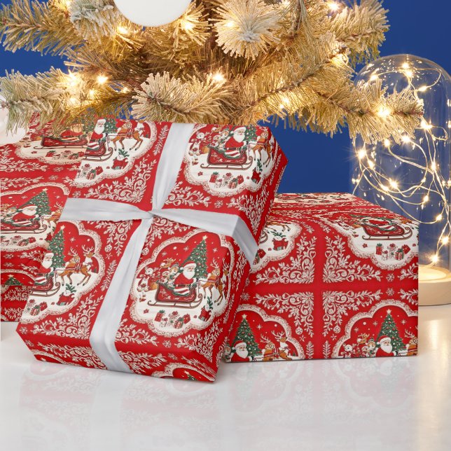 Christmas Wrapping Paper Vintage Santa Sleigh (Holidays)