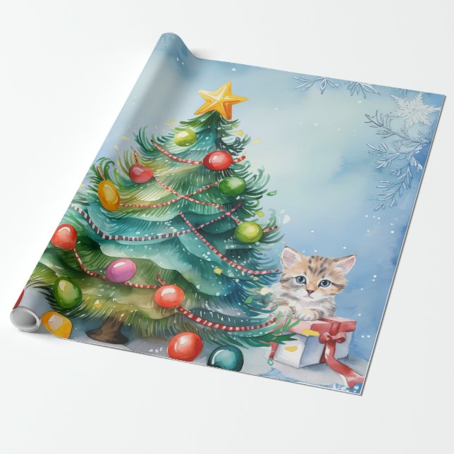Christmas Wrapping Paper with cats playing (Unrolled)