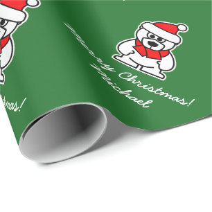 Christmas wrapping paper with cute Santa bear