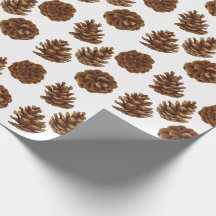 Christmas wrapping paper with pine cones