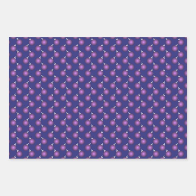 Christmas Wrapping Paper with Purple Baubles (Front)