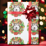 Christmas Wrapping Paper YOUR PHOTO dog cat kids<br><div class="desc">Add your photo to this pretty Christmas wreath wrapping paper.</div>