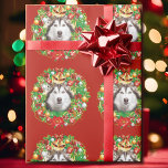 Christmas Wrapping Paper YOUR PHOTO dog cat kids<br><div class="desc">Add your photo to this pretty Christmas wreath wrapping paper.</div>