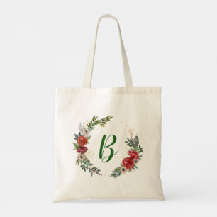 Christmas wrath with a monogram tote bag