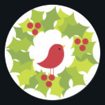 Christmas Wreath 2 Classic Round Sticker<br><div class="desc">Art by Cocoa Studio</div>