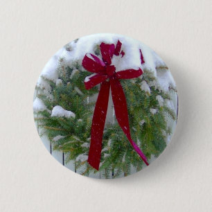 Christmas Wreath 2 Inch Round Button