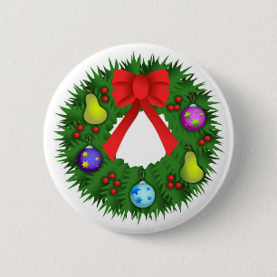 Christmas Wreath 2 Inch Round Button
