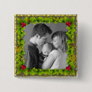 Christmas Wreath 2 Inch Square Button