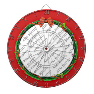 Christmas Wreath Add Your Photo & Red Background Dartboard