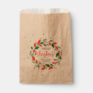 Christmas wreath and typography favour bag
